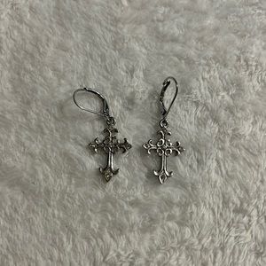Fashion Costume Jewelry Rhinestone Cross Dangle Earring